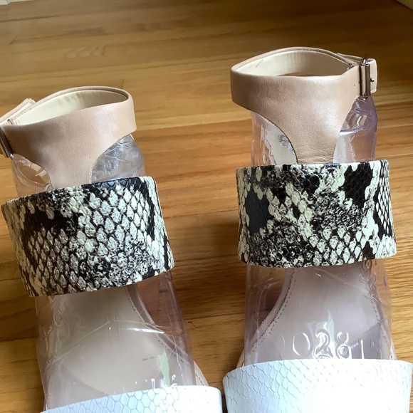 Vince Camuto Leather Snake Print Heeled Sandals- Warma  Tan Ivory Snake SZ 9.5 - Picture 11 of 14